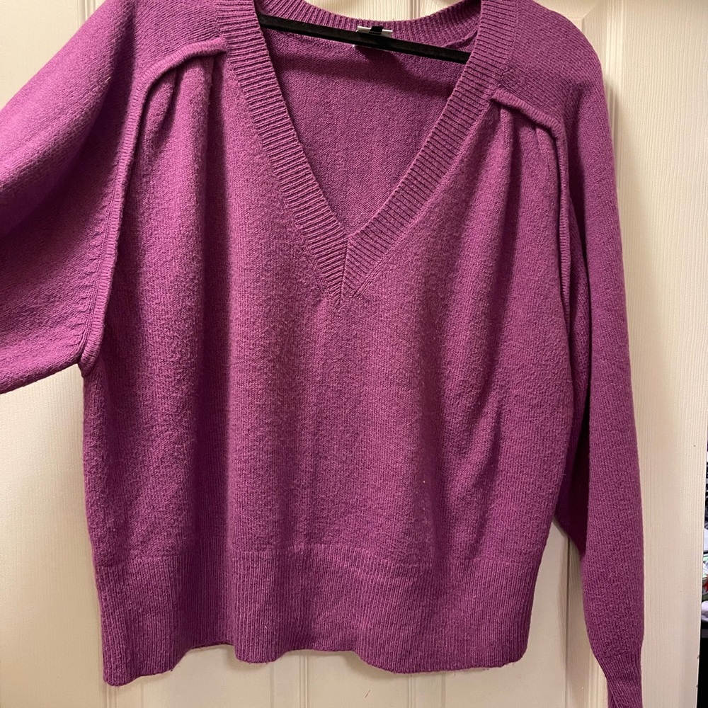 CAbi Women's V-Neck Sweater in Rich Purple